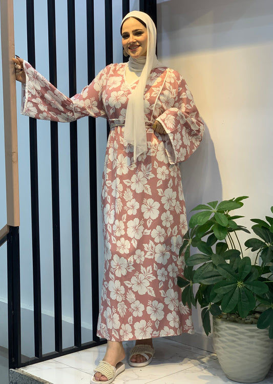 Breezy Floral Cotton Dress – Summer-Ready with optional belt | Free Size