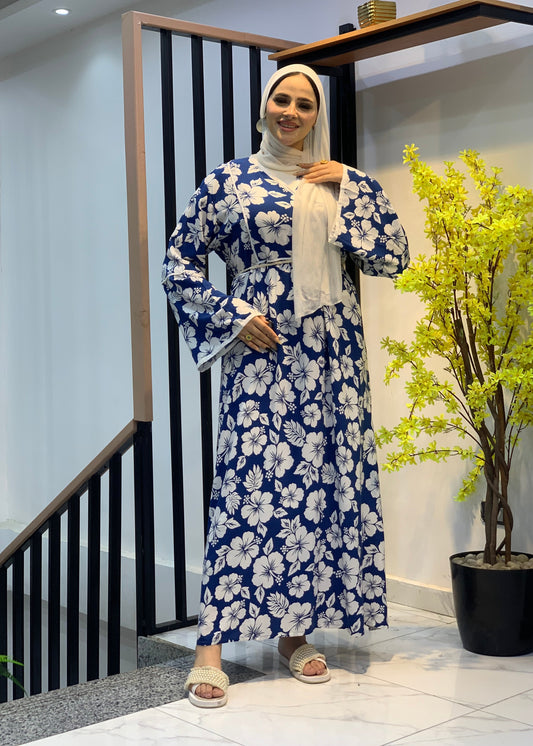 Breezy Floral Cotton Dress – Summer-Ready with optional belt | Free Size
