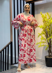 Soft Bloom Cotton Dress – Free Size with Optional Belt