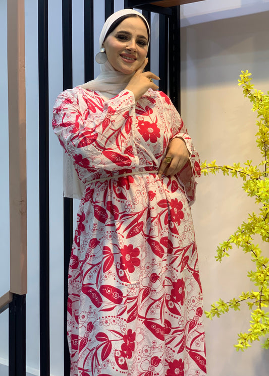Soft Bloom Cotton Dress – Free Size with Optional Belt