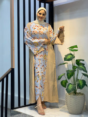 Blossom Linen Dress – Mixed Print & Plain | Free Size