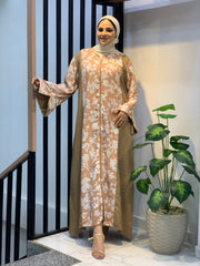 Blossom Linen Dress – Mixed Print & Plain | Free Size