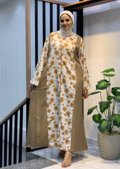 Blossom Linen Dress – Mixed Print & Plain | Free Size