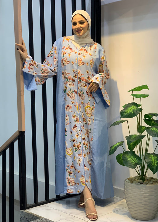 Blossom Linen Dress – Mixed Print & Plain | Free Size