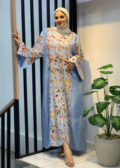 Blossom Linen Dress – Mixed Print & Plain | Free Size