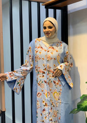 Blossom Linen Dress – Mixed Print & Plain | Free Size