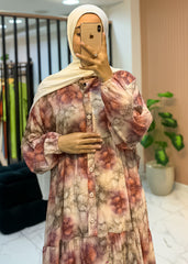 Long Modest Dress – Cotton Blend, Button-Down, Loose Fit – 3 Colors – Size 1/2