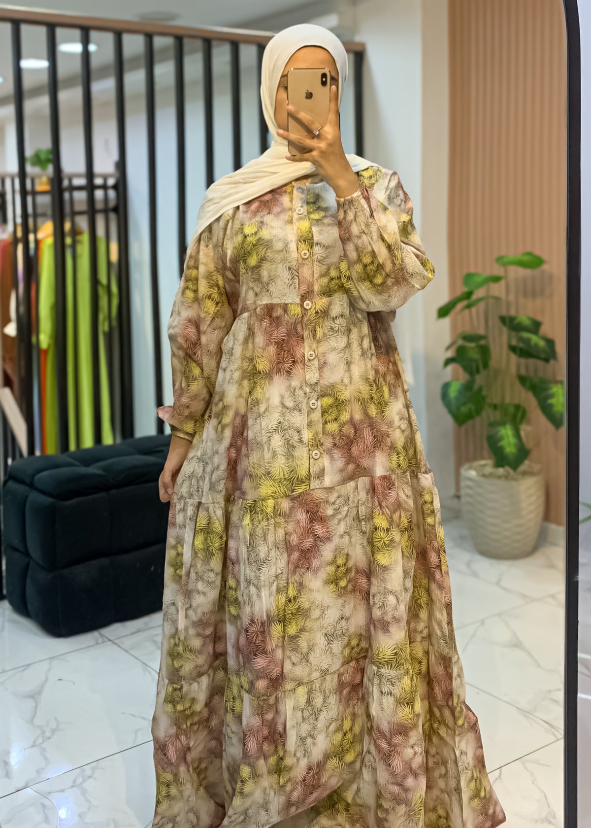 Long Modest Dress – Cotton Blend, Button-Down, Loose Fit – 3 Colors – Size 1/2