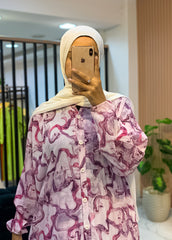 Cotton Marble Print Maxi Dress – Sizes 1/2