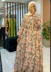 Cotton Maxi Dress – Brushstroke Print | 2 Sizes 50–75 kg & 80–110 kg