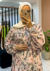 Cotton Maxi Dress – Brushstroke Print | 2 Sizes 50–75 kg & 80–110 kg