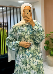 Cotton Maxi Dress – Brushstroke Print | 2 Sizes 50–75 kg & 80–110 kg