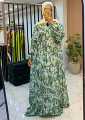 Cotton Maxi Dress – Brushstroke Print | 2 Sizes 50–75 kg & 80–110 kg