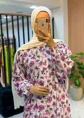 Cotton Maxi Dress – Palm Blossom Print – Two Sizes