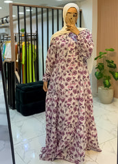 Cotton Maxi Dress – Palm Blossom Print – Two Sizes