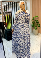 Cotton Maxi Dress – Palm Blossom Print – Two Sizes