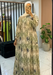 Loose-Fit Printed Maxi Dress – Soft Cotton – Two Sizes
