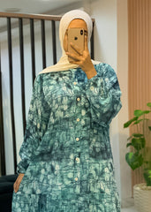 Long Modest Cotton Blend Dress – Button-Down, Loose Fit – 3 Colors – Size 1/2