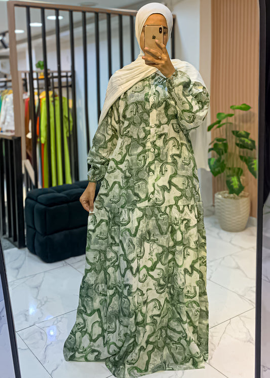 Cotton Marble Print Maxi Dress – Sizes 1/2