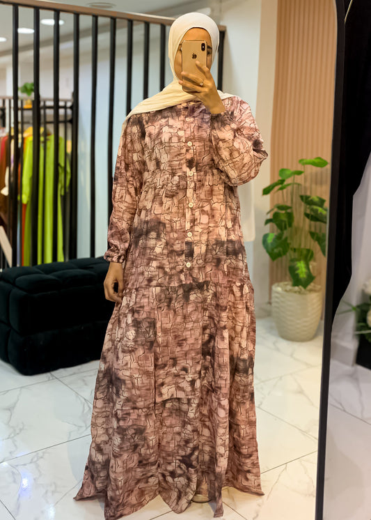 Long Modest Cotton Blend Dress – Button-Down, Loose Fit – 3 Colors – Size 1/2