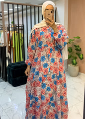 Flowy Floral Maxi Dress – Modest, Lightweight & Free Size