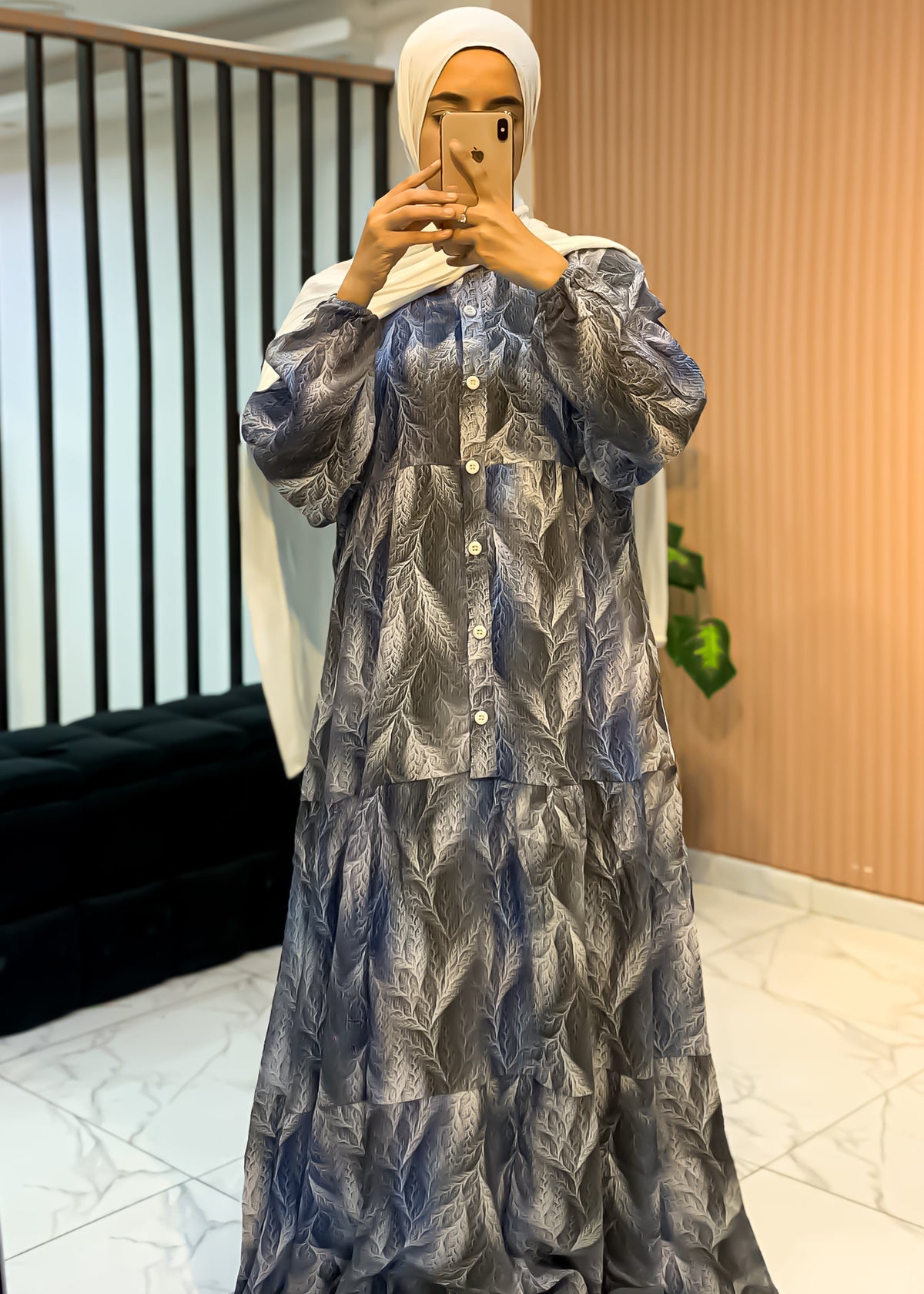 Loose-Fit Printed Maxi Dress – Soft Cotton – Two Sizes