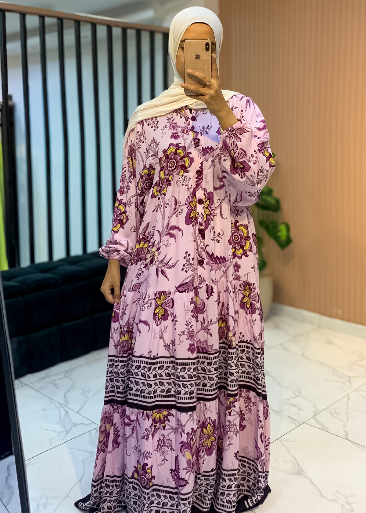 Long Modest Dress – 100% Cotton – Button-Down – Loose Fit – 3 Colors – Size 1/2