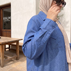 Casual Denim Suit - Long-Sleeve Shirt & Wide-Leg Pants 2-Piece Set