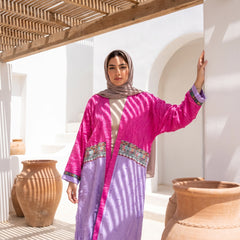 Oversized Color-Block Embroidered Linen Cardigan