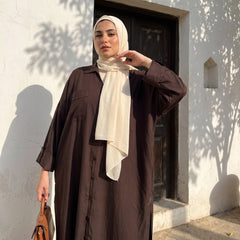 Button-Front Linen Shirt Dress