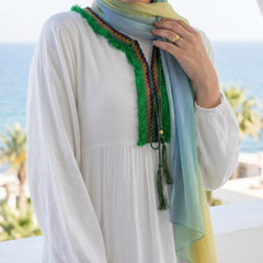 Cotton Fiban Dress with Handmade Trim