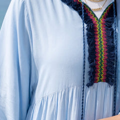 Cotton Fiban Dress with Handmade Trim