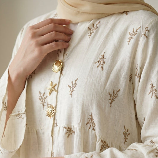 Pure Linen Embroidered Dress
