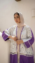 Pure Linen Cardigan with Mirror Sequins