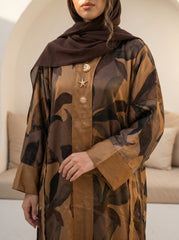 Printed Satin Abaya full view | عرض كامل لـعباية ساتان مطبوعة – view 5 | لقطة 5