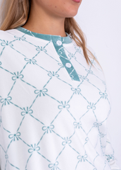 Mint Bow Velvet Pajama Set – Two-Piece Winter Homewear | Fulana Homewear