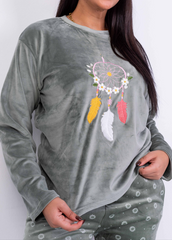 Dreamcatcher Velvet Pajama Set with Hooded Jacket | Fulana Winter Collection