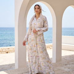 Crinkled Linen Belted Maxi Dress