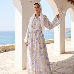 Crinkled Linen Belted Maxi Dress