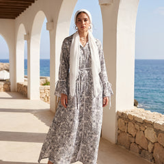 Linen Belted Maxi Dress - Elegant Resort Wear
