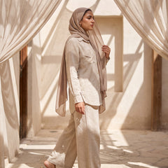 Classic Solid Linen Suit-Wide Leg Pants 2-Piece Set