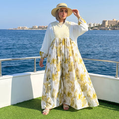 Premium Galaxy Printed Linen Maxi Dress