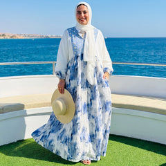 Premium Galaxy Printed Linen Maxi Dress
