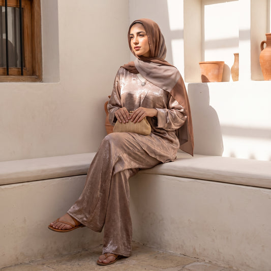 Premium Shimmering Linen Suit - Elegant Modest 2-Piece Set