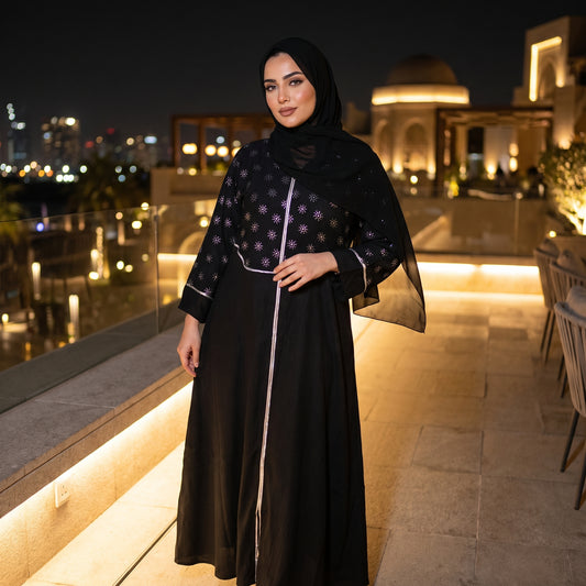 Linen Embroidered Abaya