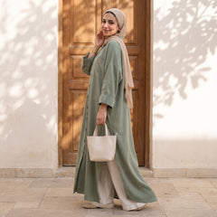 Button-Front Linen Shirt Dress