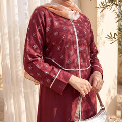 Linen Abaya with Embroidered Upper Layer