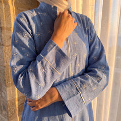 Linen Abaya with Embroidered Upper Layer
