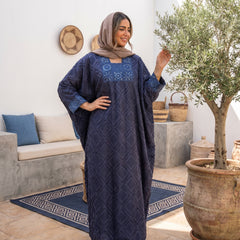 Shiny Linen Embroidered Abaya