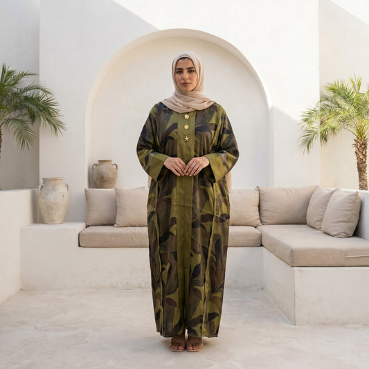 Satin Printed Abaya